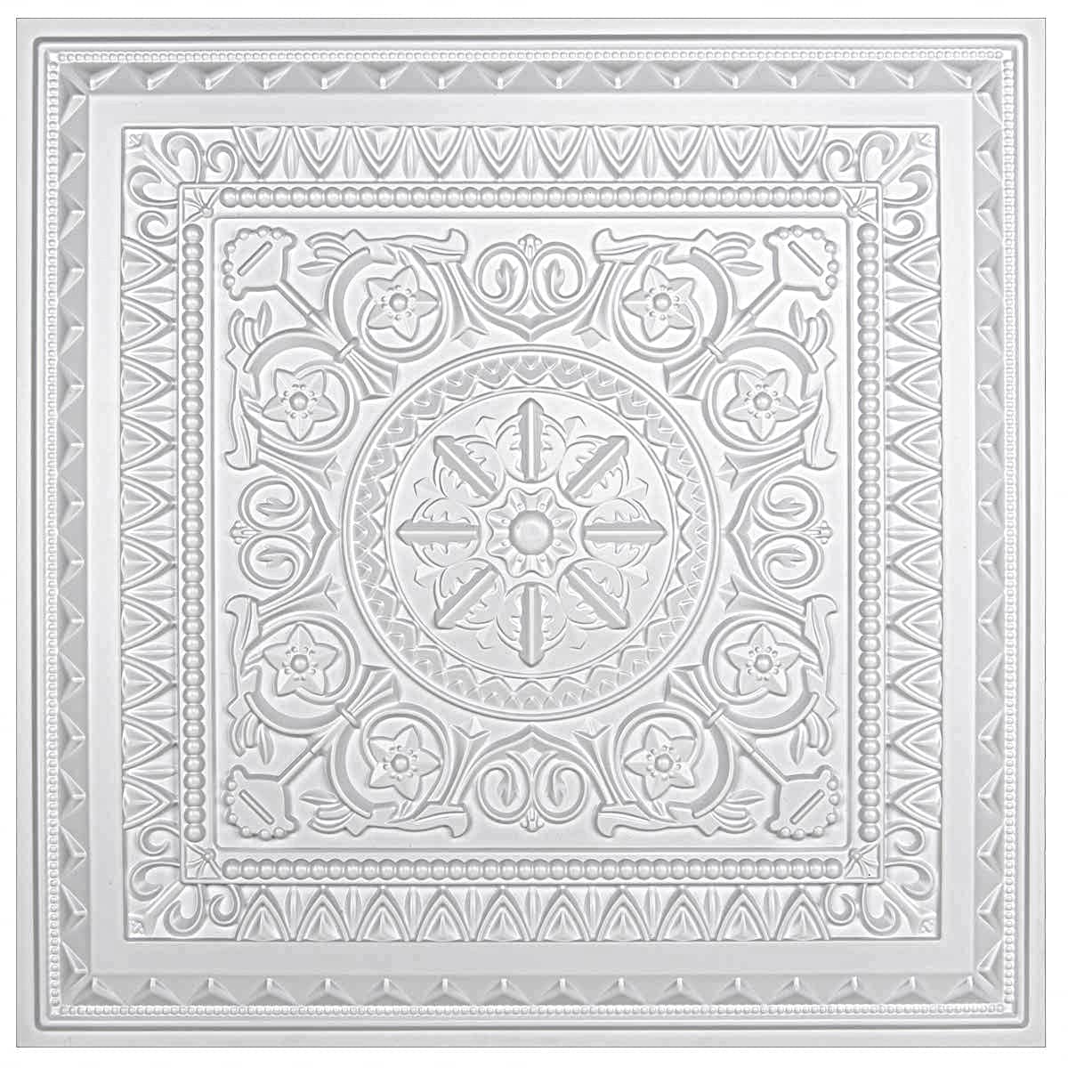 Modern PVC False Ceiling - 60x60 cm Floral Design White
