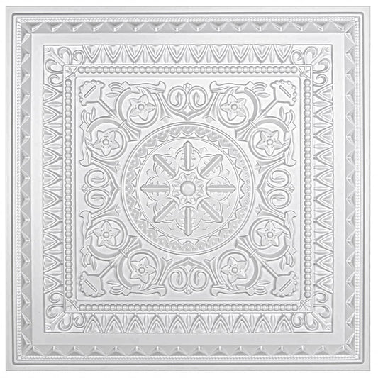 Modern PVC False Ceiling - 60x60 cm Floral Design White