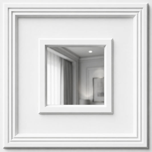 Modern PVC False Ceiling - 60x60 cm Square Design White With Silver Mirror